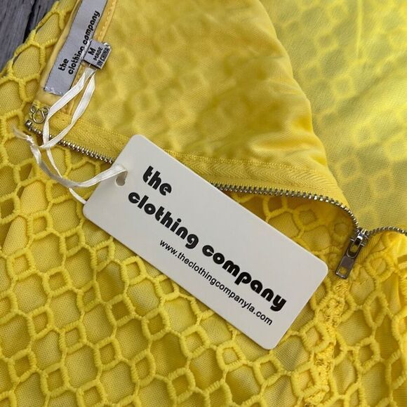 The Clothing Company Women's Geo Crochet Lined Yellow Midi Pencil Skirt Sz M NWT - Picture 7 of 10